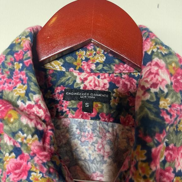 Engineered Garments Rose Blue Floral Flannel Button-down Shirt sz S - Picture 2 of 7